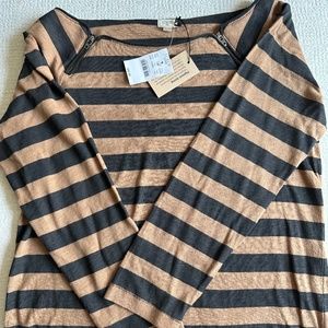NWT - J . Crew Factory Brown and Black Stripe Long Sleeve Shirt  XS